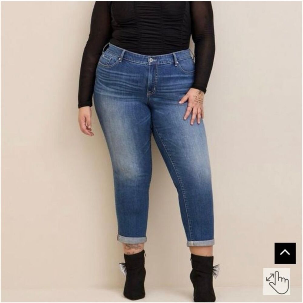 Torrid Boyfriend Straight Vintage Stretch Mid Rise Jean Blue Denim Plus Sz 14